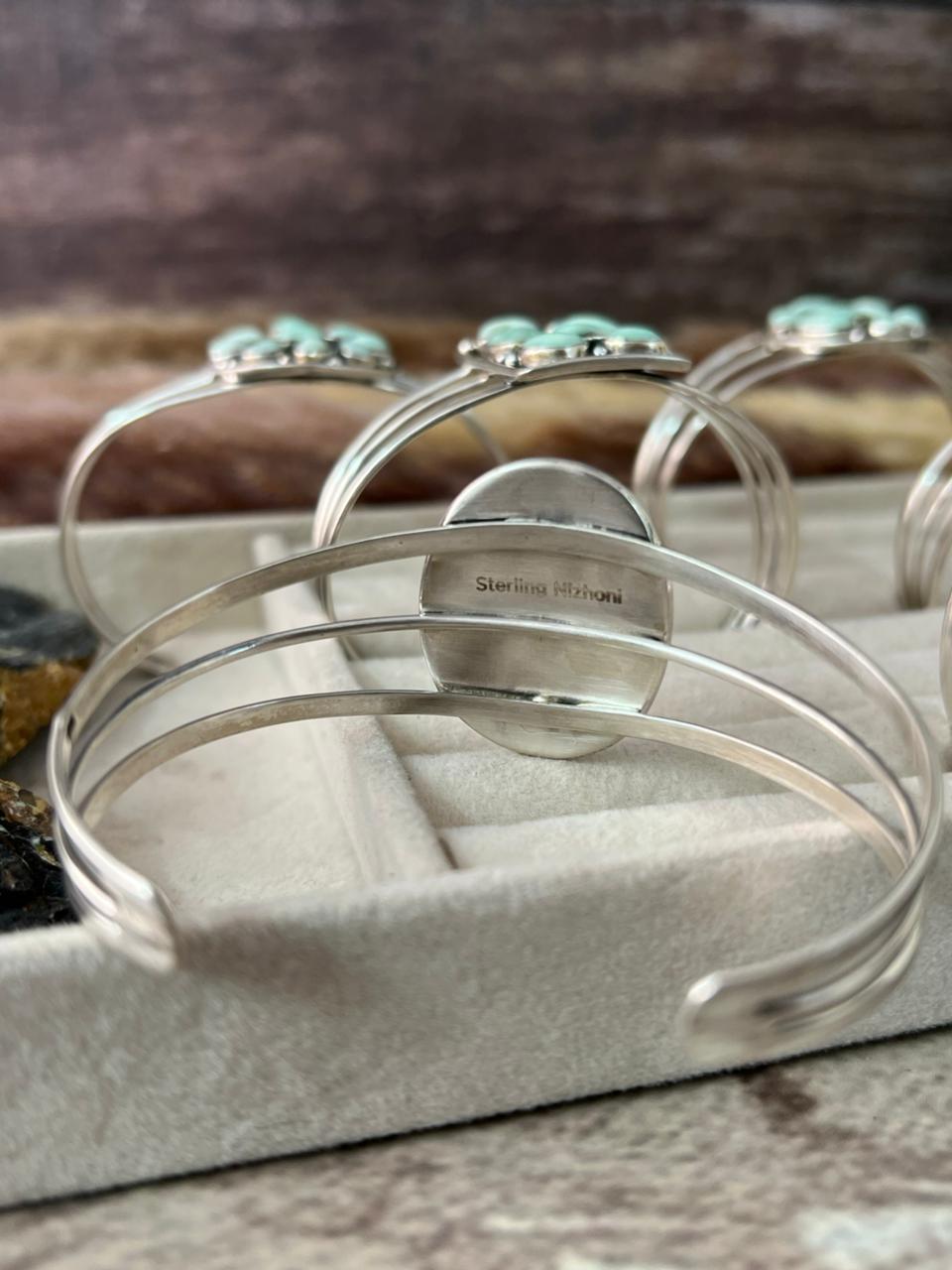 Handmade Sterling Silver Paloma Turquoise Cuff Bracelet "Signed Nizhoni"
