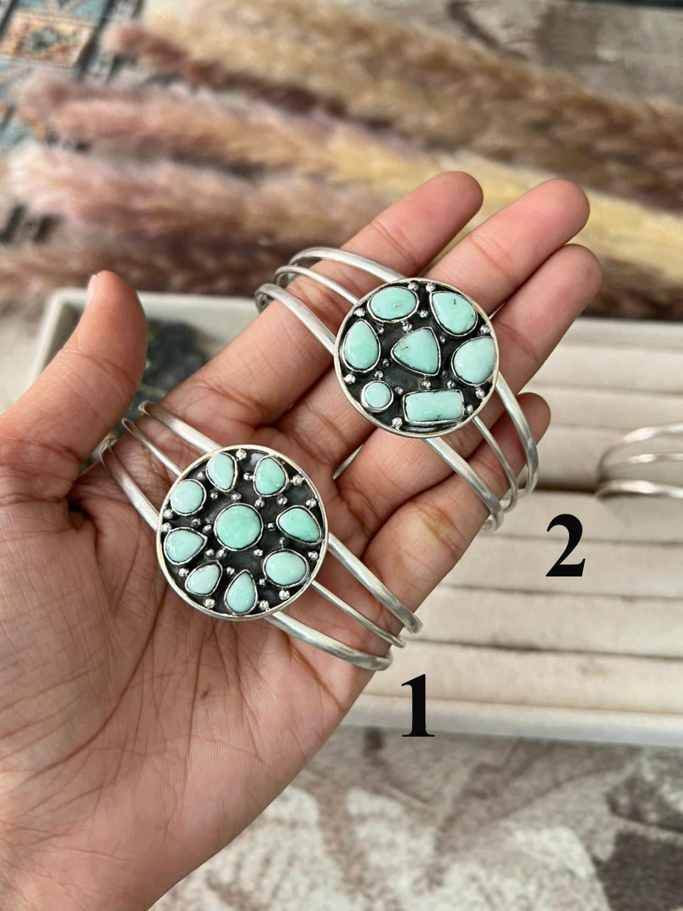 Handmade Sterling Silver Paloma Turquoise Cuff Bracelet "Signed Nizhoni"