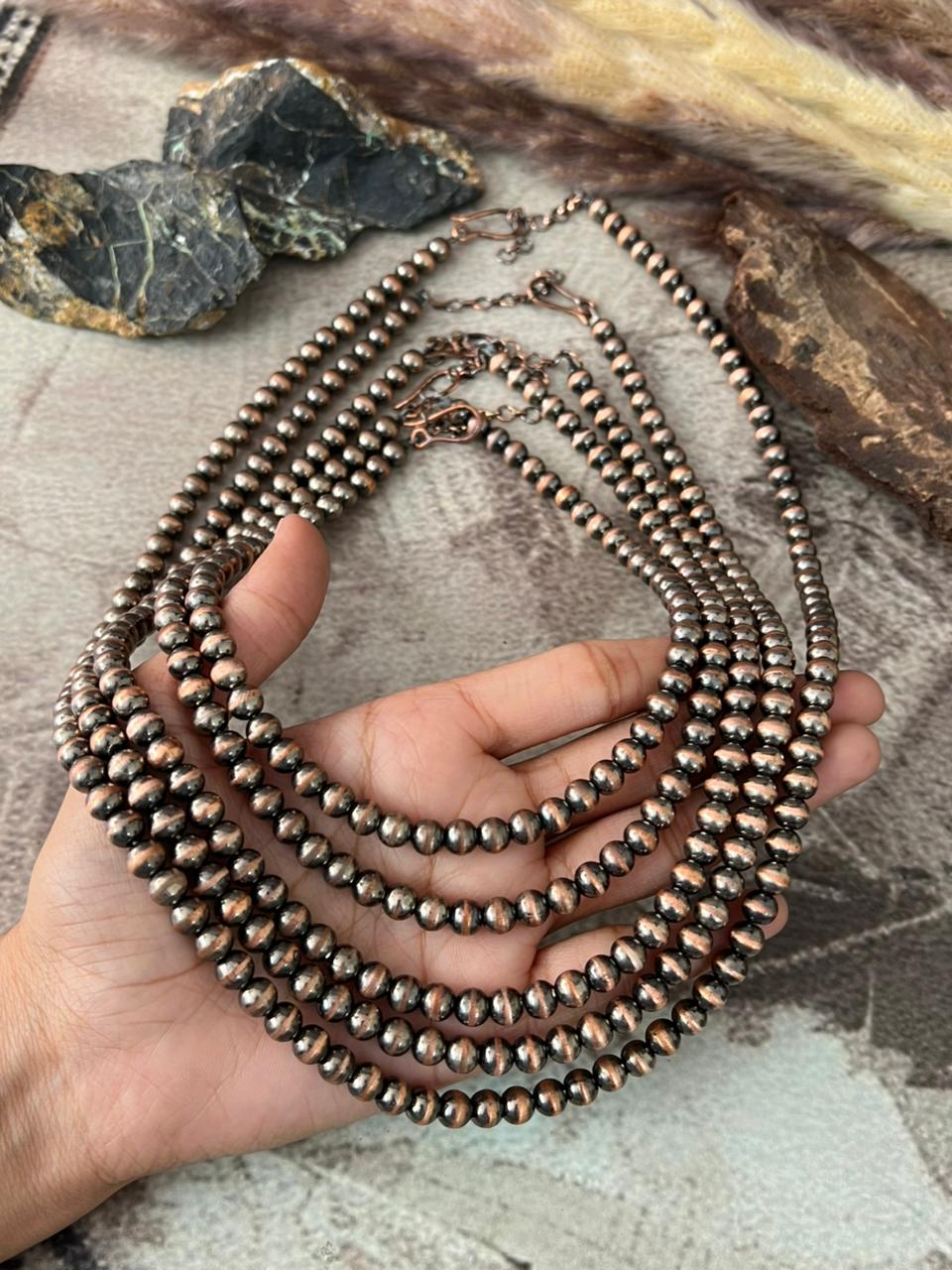 Handmade Copper Beaded 6MM Necklace