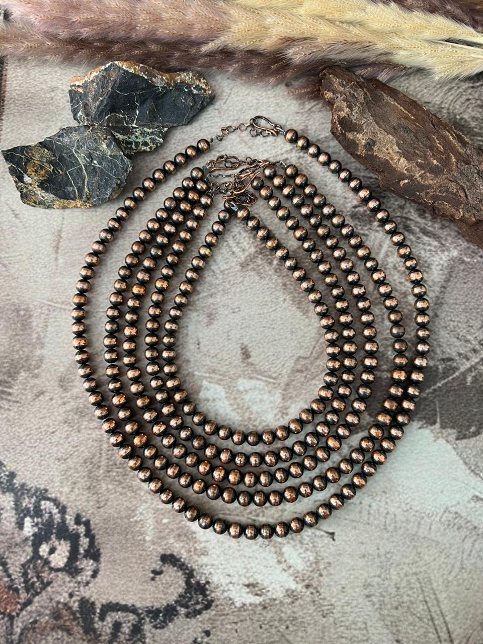 Handmade Copper Beaded 8MM Necklace
