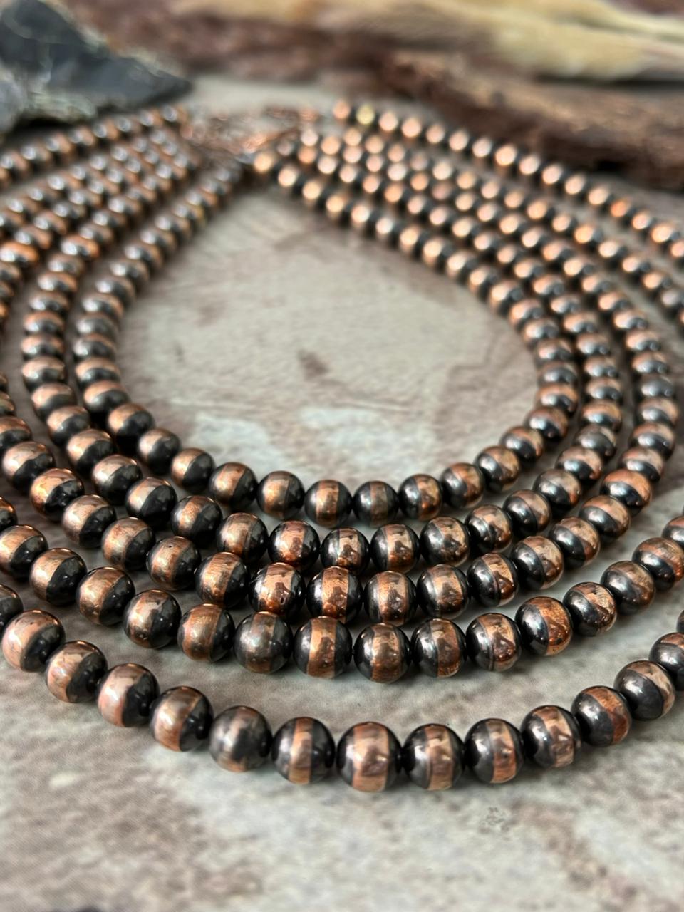 Handmade Copper Beaded 8MM Necklace