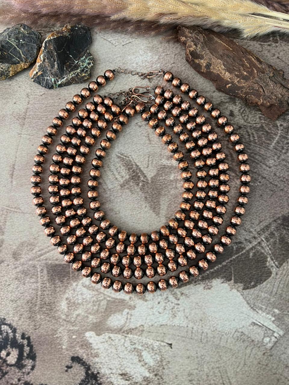 Handmade Copper Beaded 10MM Necklace