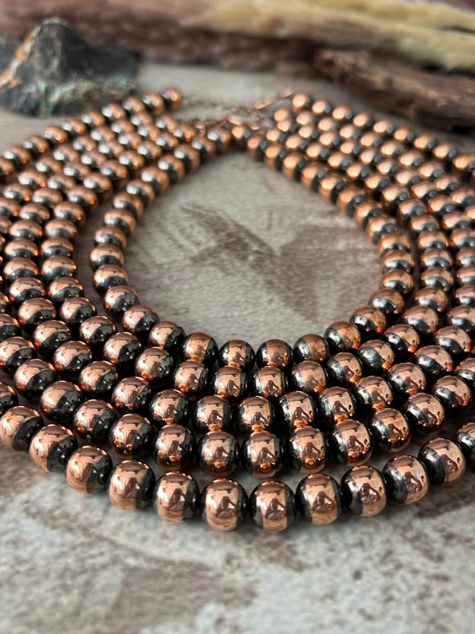 Handmade Copper Beaded 10MM Necklace