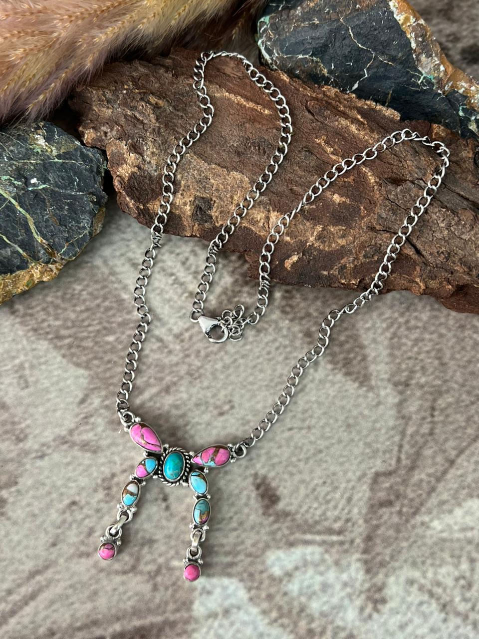 Handmade Sterling Silver Cotton Candy Bow Necklace "Signed Nizhoni"