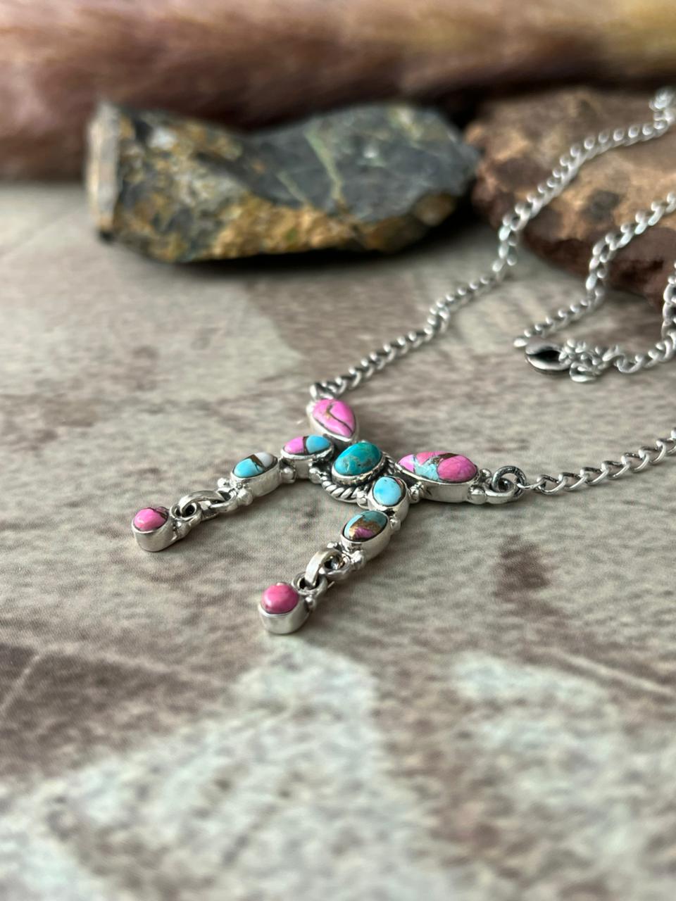 Handmade Sterling Silver Cotton Candy Bow Necklace "Signed Nizhoni"
