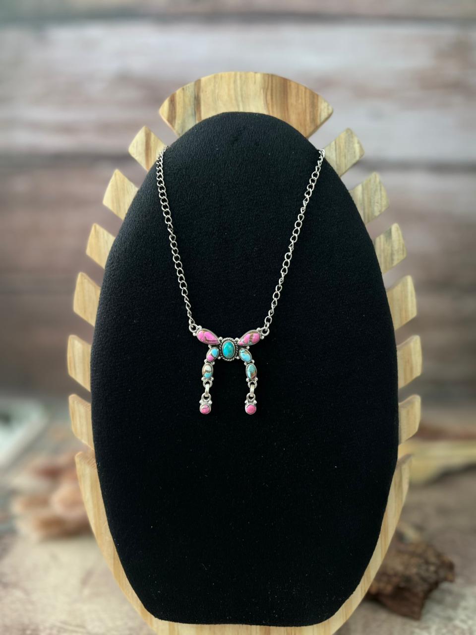 Handmade Sterling Silver Cotton Candy Bow Necklace "Signed Nizhoni"