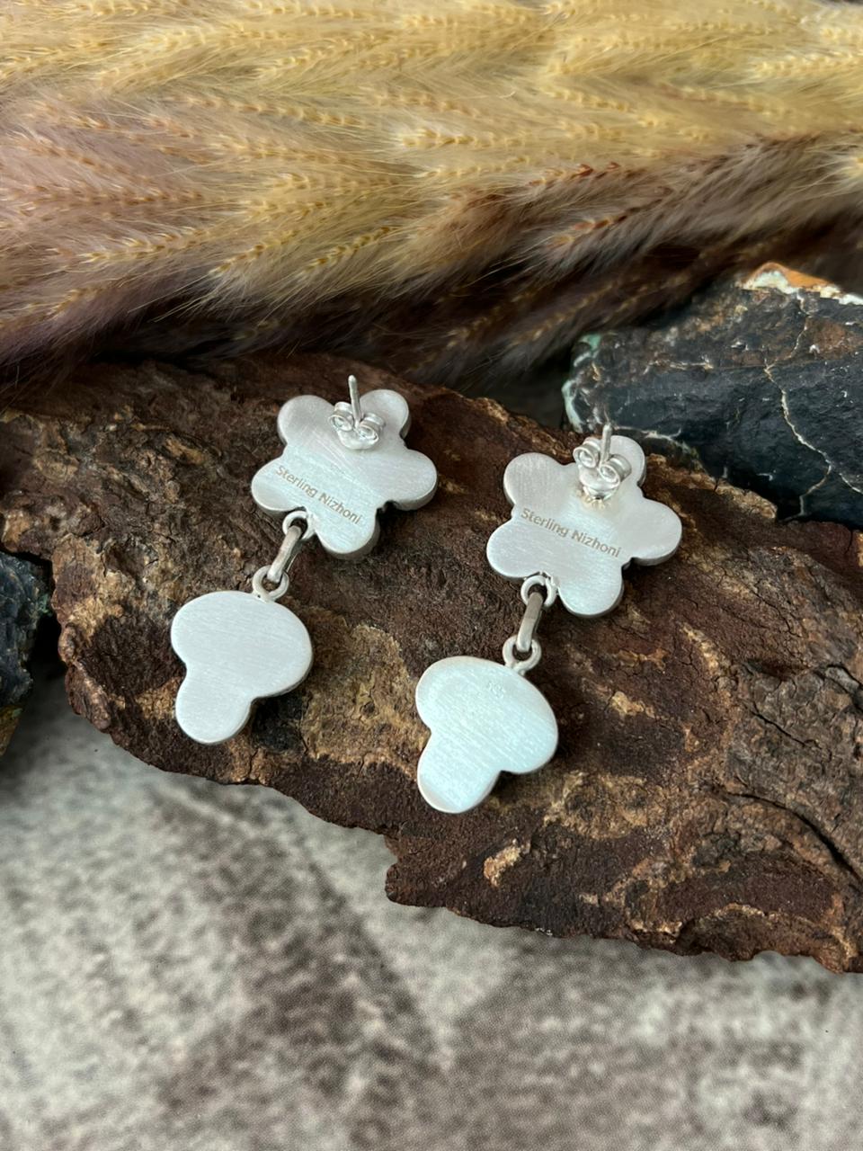 Handmade Sterling Silver Cotton Candy Post Dangle Earrings "Signed Nizhoni"