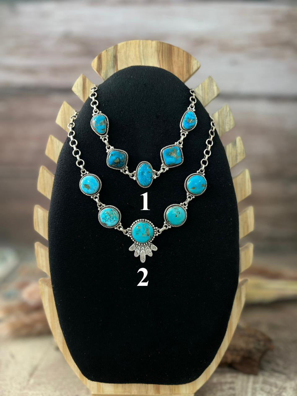 Handmade Sterling Silver Blue Kingman Turquoise Necklace "Signed Nizhoni"