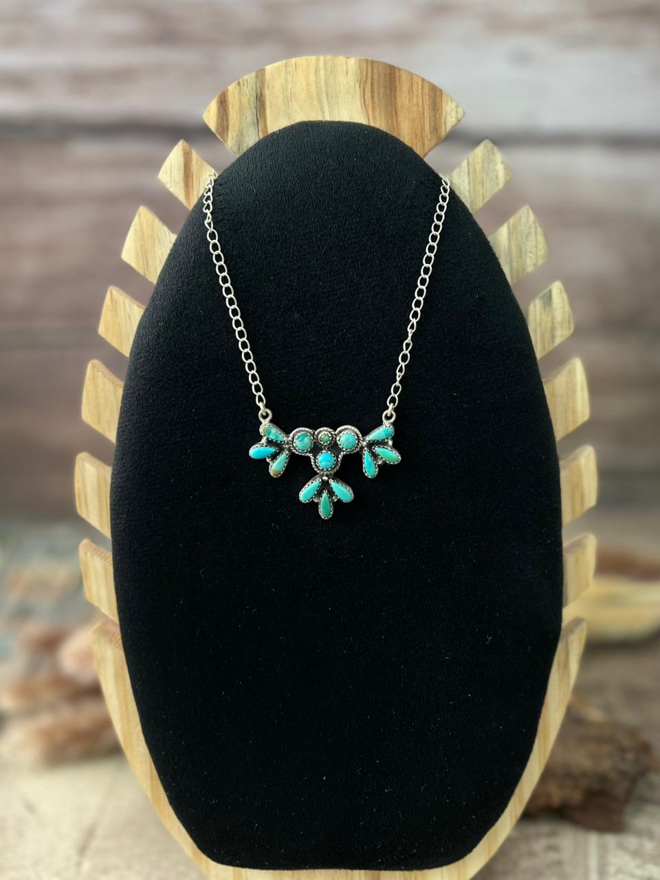 Handmade Sterling Silver Kingman Turquoise Necklace "Signed Nizhoni"