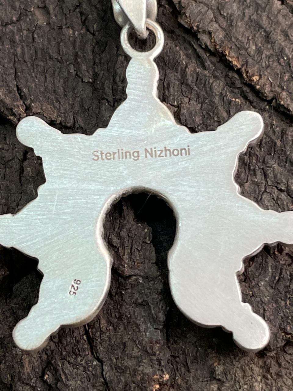 Handmade Sterling Silver Lapis with White Buffalo Pendant "Signed Nizhoni"