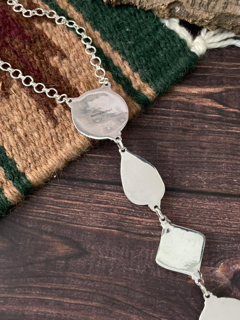 Handmade Sterling Silver Wedding Collection: Mother of Pearl Necklace "Signed Nizhoni"