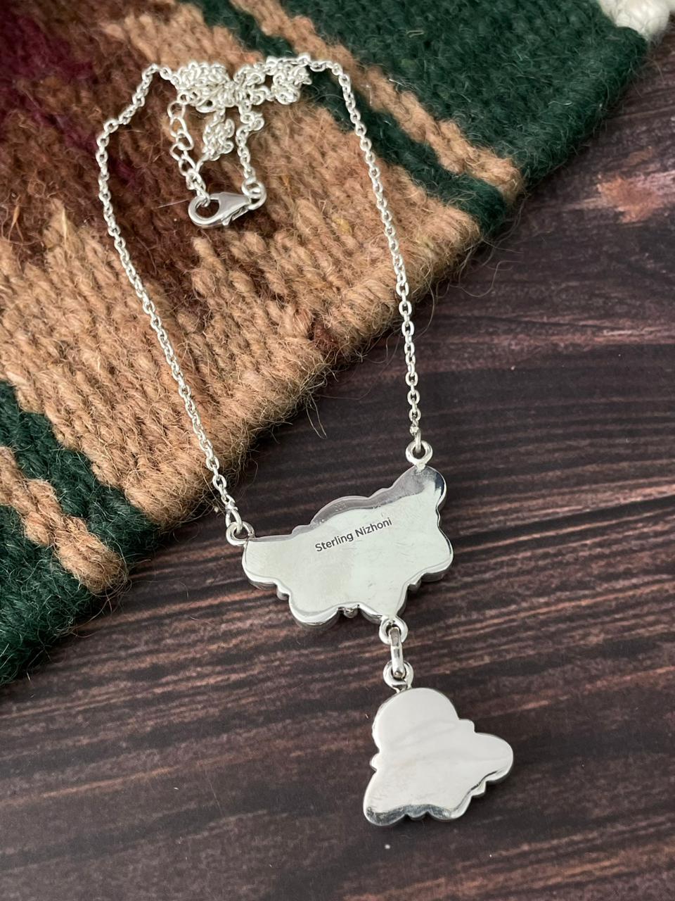Handmade Sterling Silver Wedding Collection: Mother of Pearl Necklace "Signed Nizhoni"