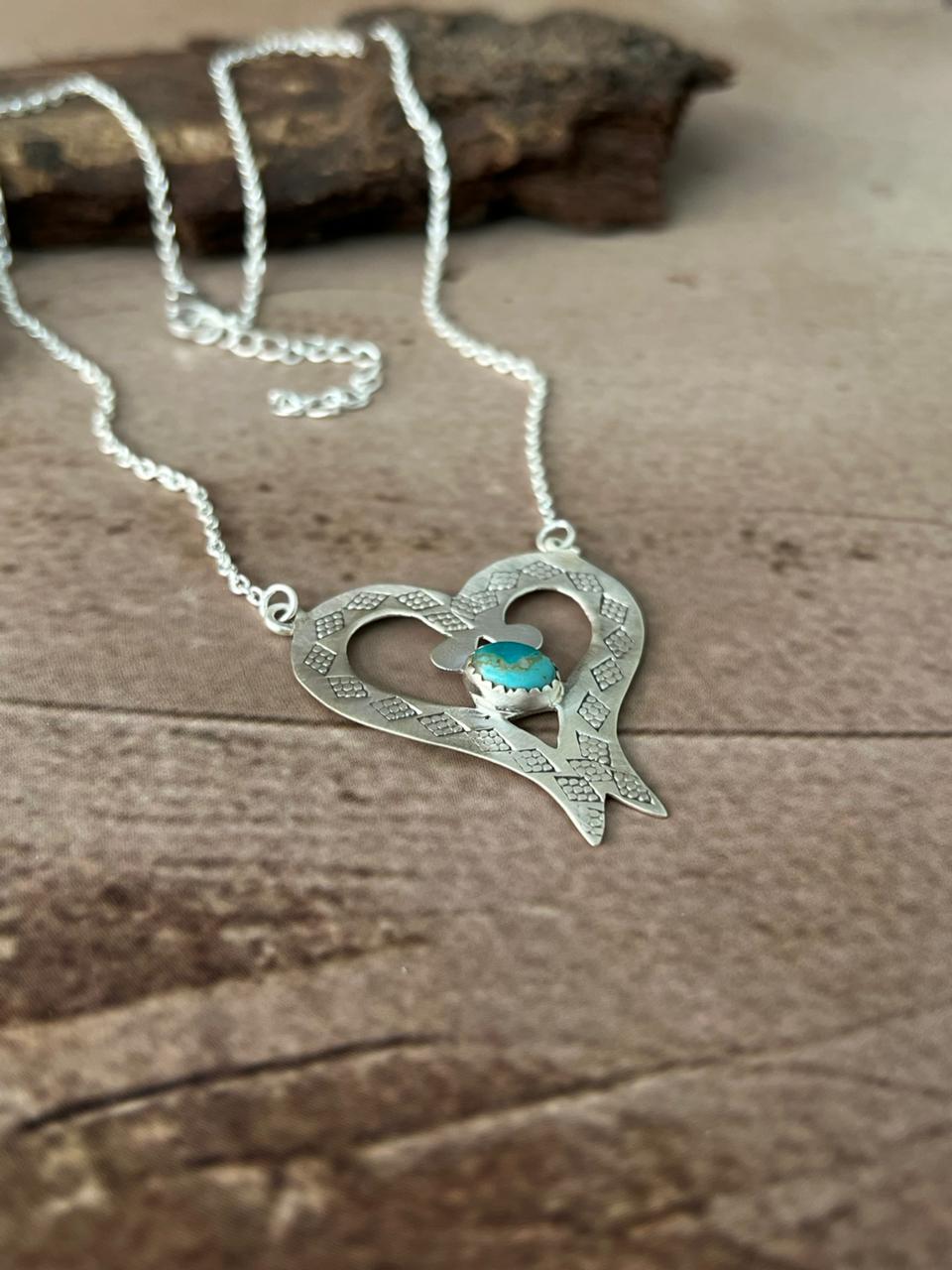 Handmade Sterling Silver Mama Collection: Kingman Turquoise Necklace "Signed Nizhoni"