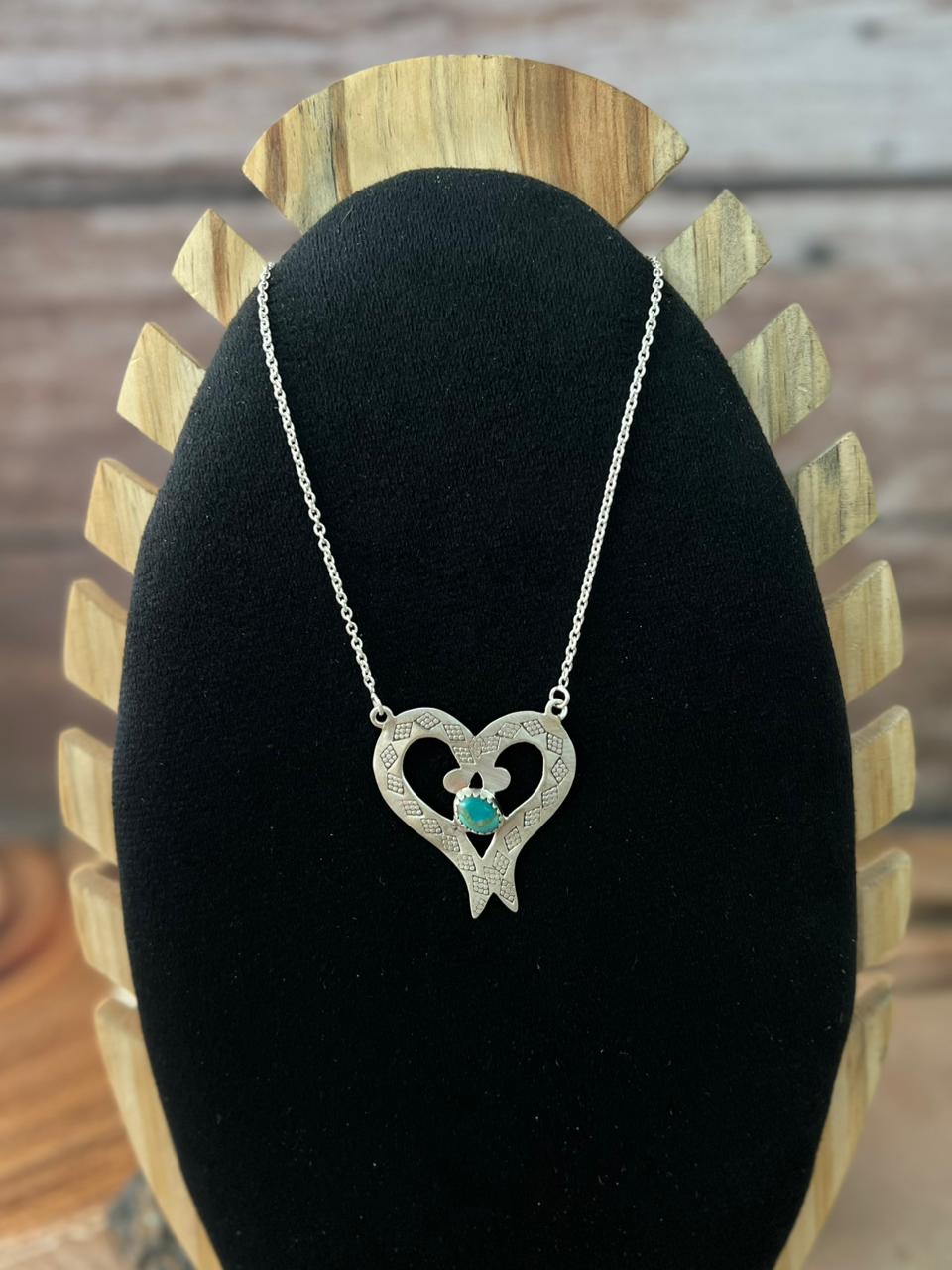 Handmade Sterling Silver Mama Collection: Kingman Turquoise Necklace "Signed Nizhoni"