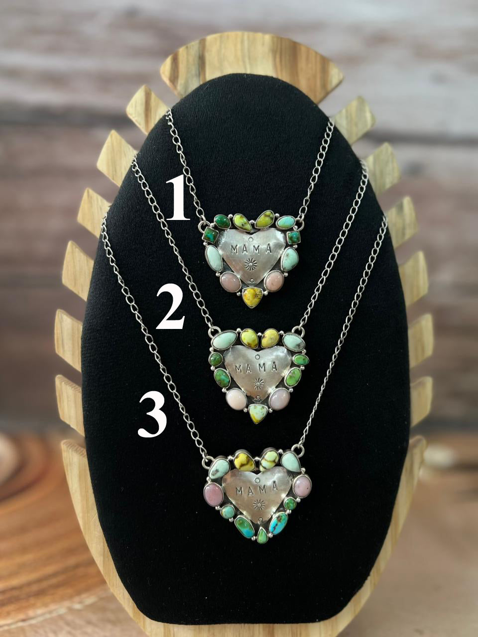 Handmade Sterling Silver Mama Collection: Pink Opal with Sonoran Mountain and Palomino Turquoise  Necklace "Signed Nizhoni"