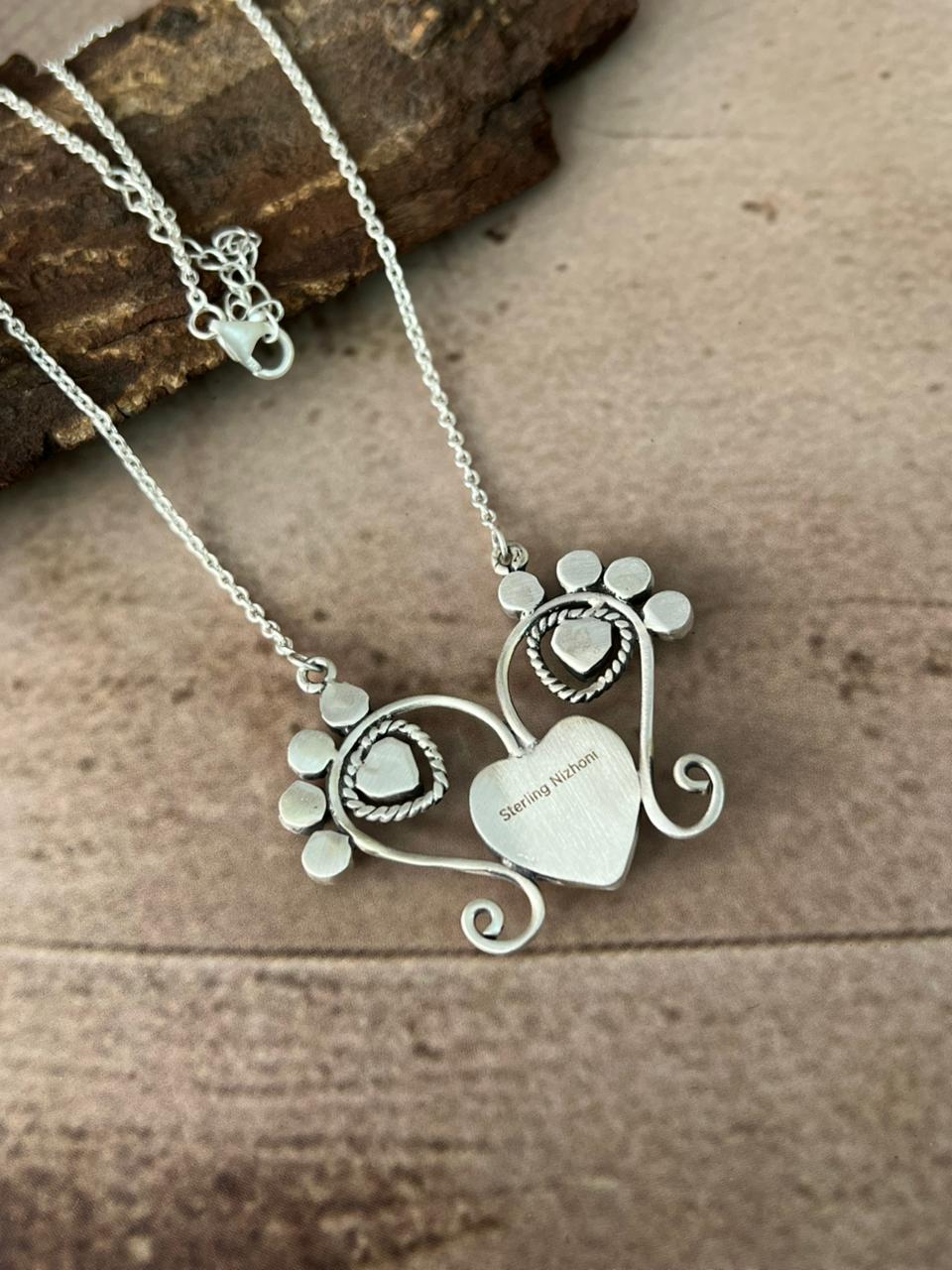 Handmade Sterling Silver Mama Collection: Wild horse Magnesite with Kingman Turquoise Necklace "Signed Nizhoni"