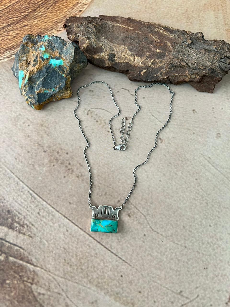 Handmade Sterling Silver Mama Collection: Kingman Turquoise Necklace
