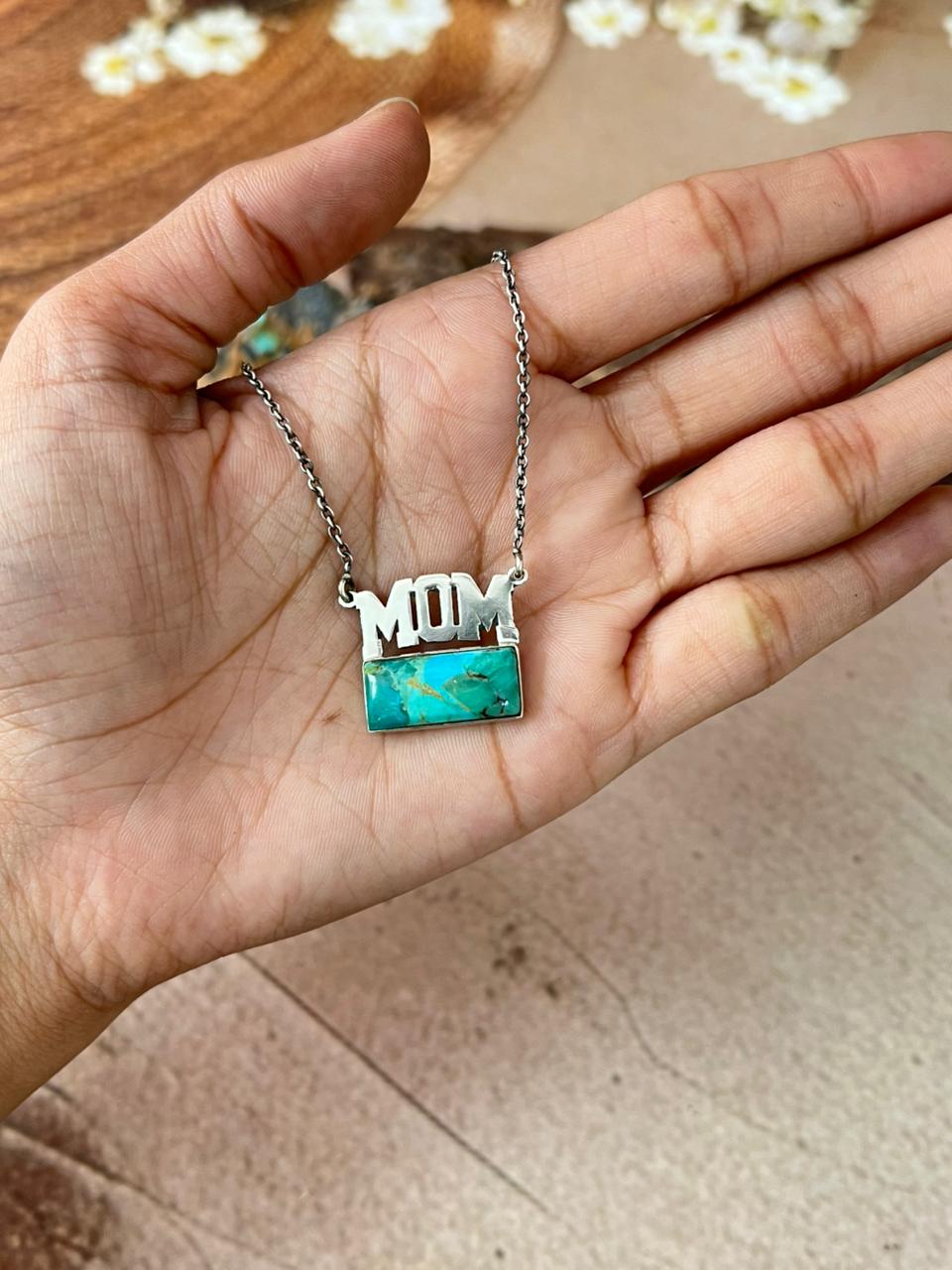 Handmade Sterling Silver Mama Collection: Kingman Turquoise Necklace