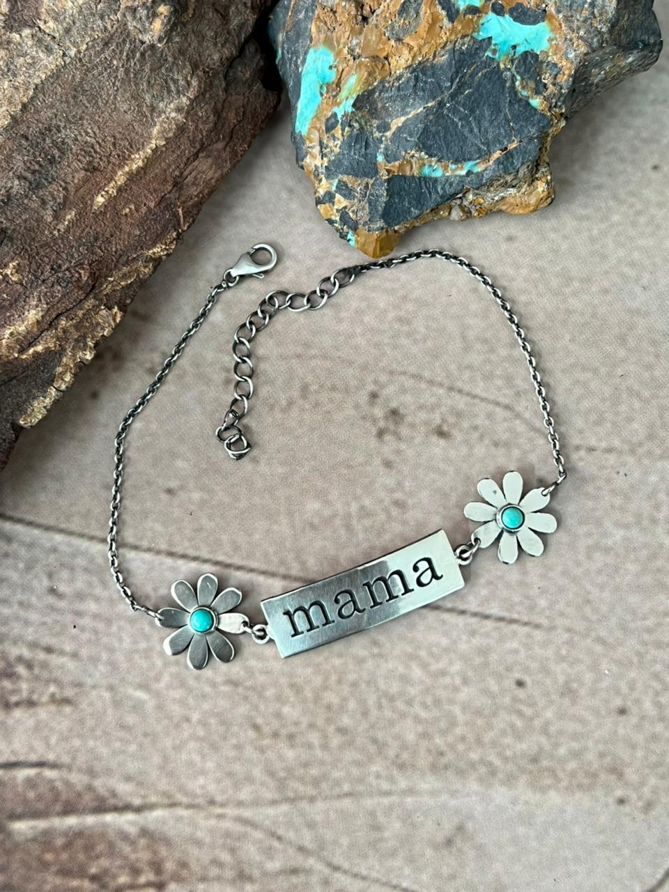 Handmade Sterling Silver Mama Collection: Kingman Turquoise Bracelet