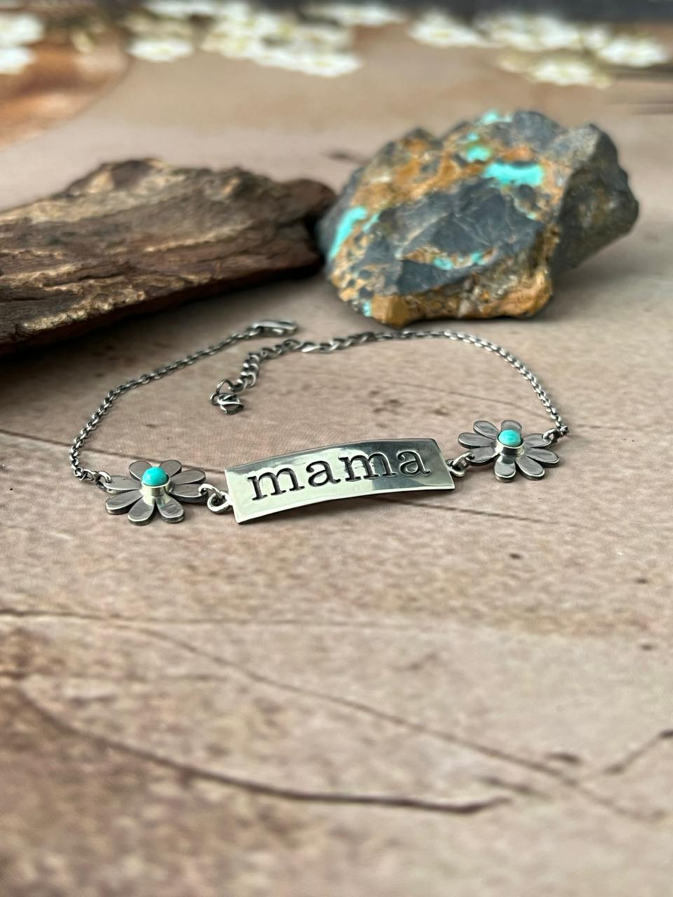 Handmade Sterling Silver Mama Collection: Kingman Turquoise Bracelet