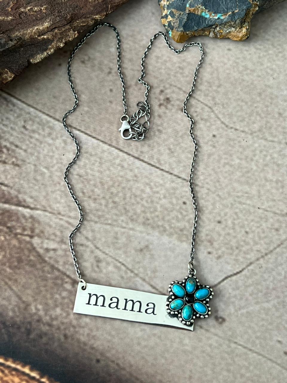 Handmade Sterling Silver Mama Collection: Kingman Turquoise Necklace
