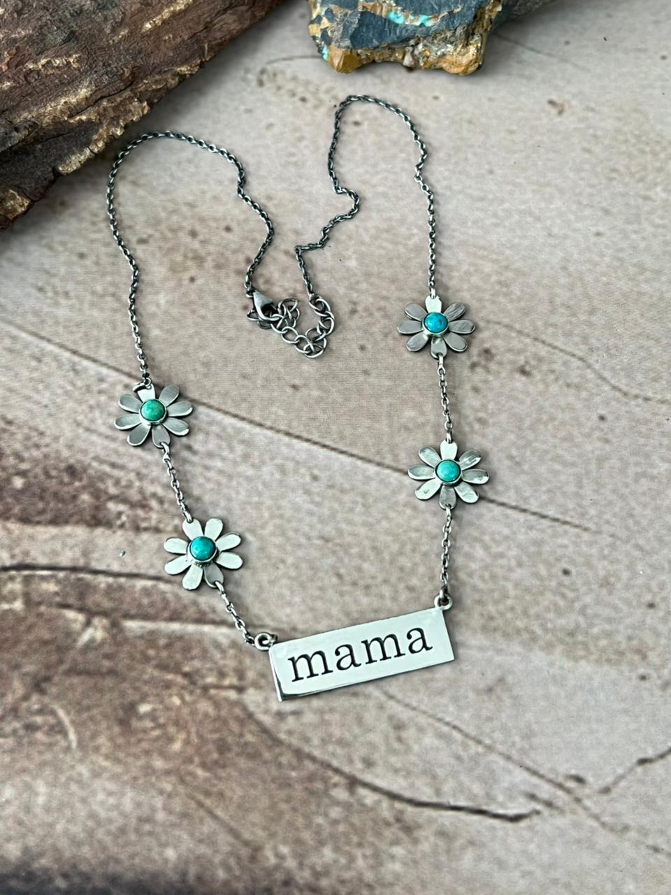 Handmade Sterling Silver Mama Collection: Kingman Turquoise Necklace