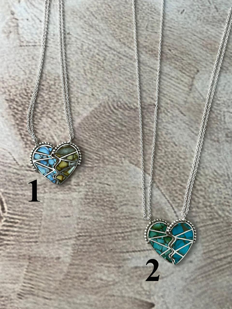 Handmade Sterling Silver Mama Collection: Golden Hills with Palomino Turquoise and Sonoran Mountain with Blue Kingman Turquoise Necklace