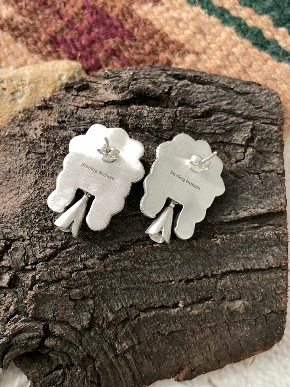 Handmade Sterling Silver Cotton Candy Post Studs Earrings "Signed Nizhoni"