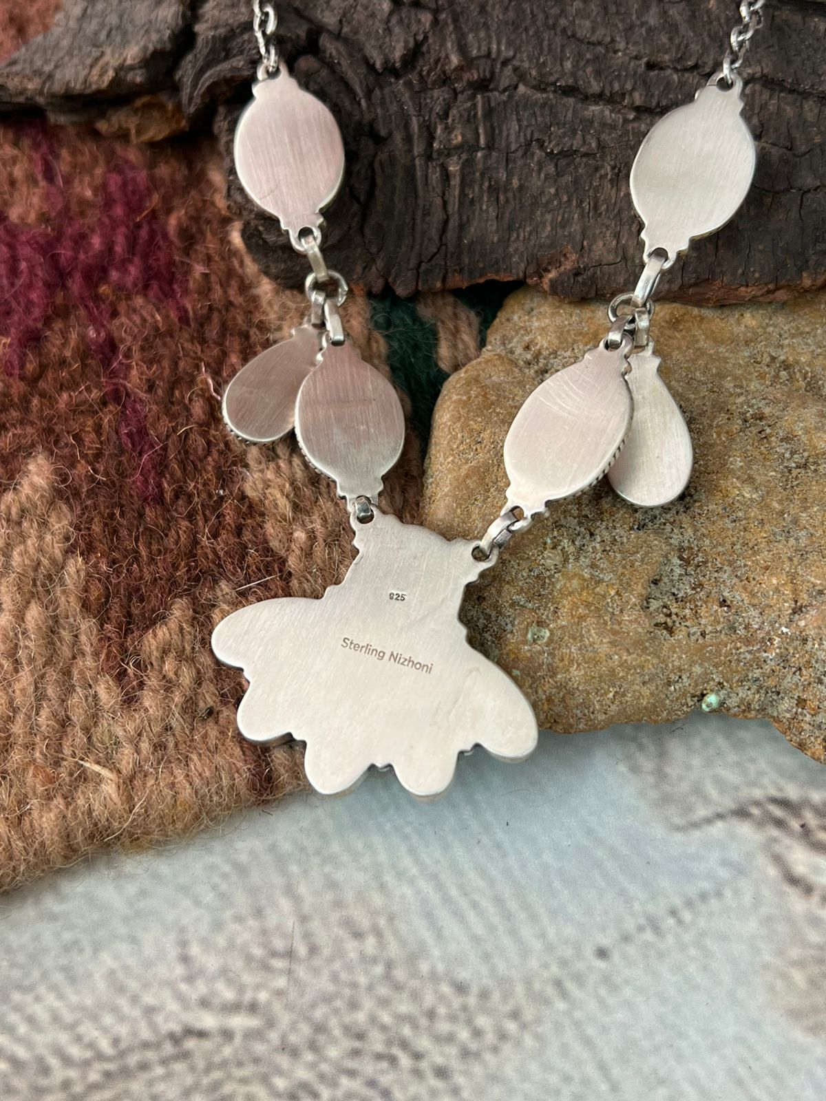 Handmade Sterling Silver Kingman with Pink Opal Necklace "Signed Nizhoni"