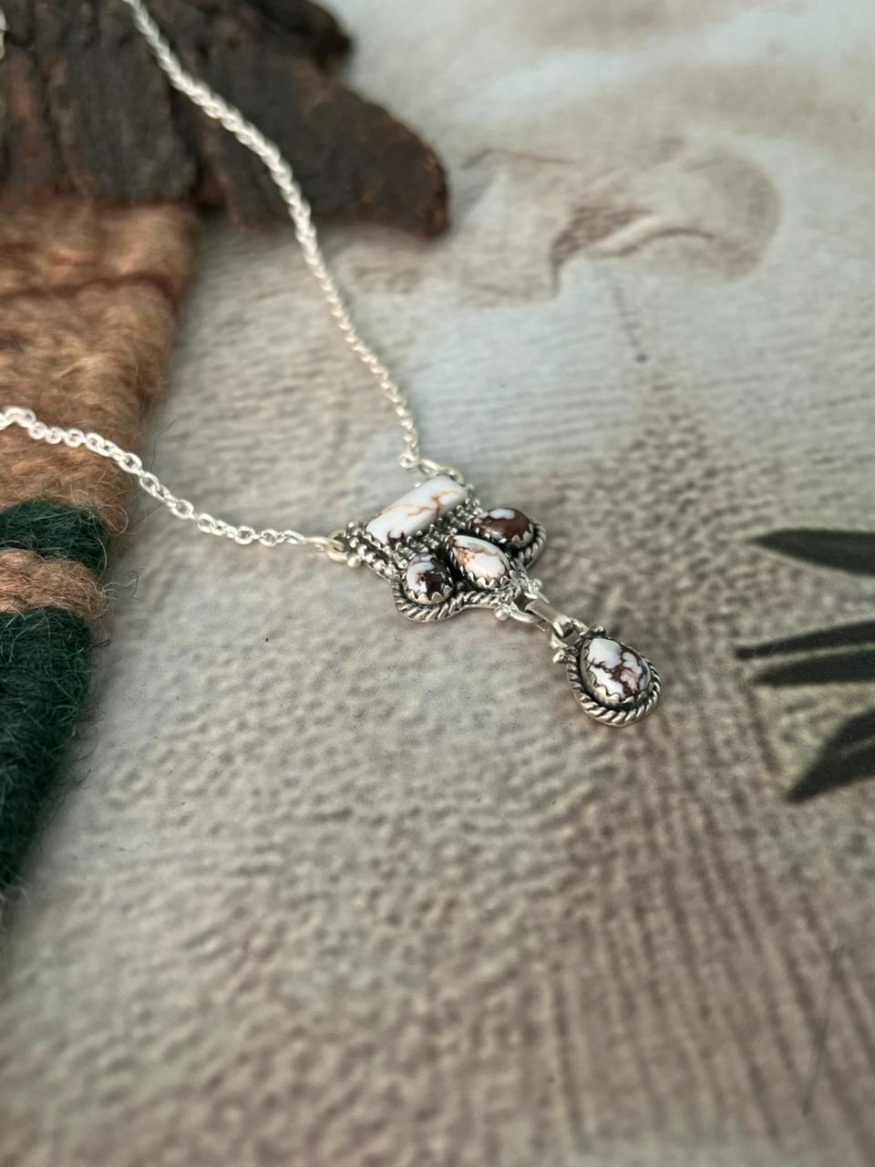 Handmade Sterling Silver Wildhorse Magnesite Necklace "Signed Nizhoni"