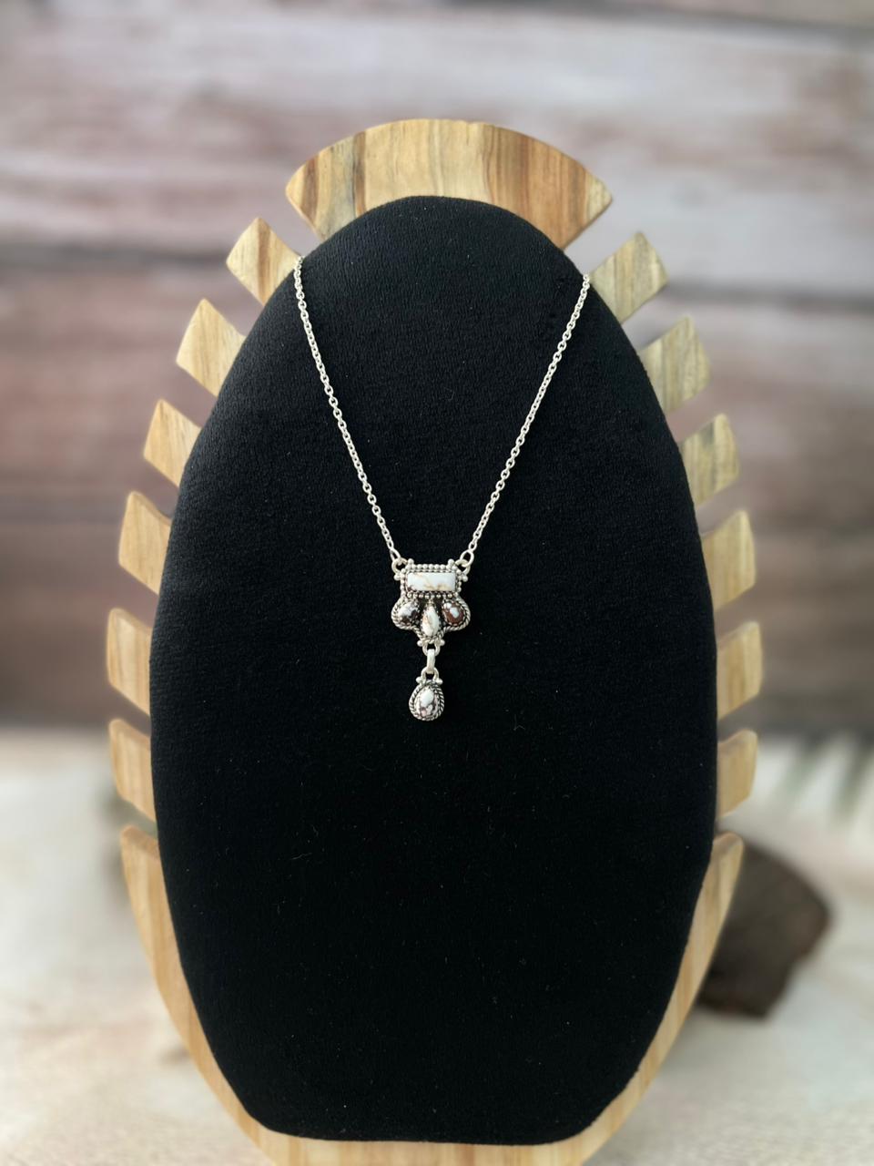 Handmade Sterling Silver Wildhorse Magnesite Necklace "Signed Nizhoni"