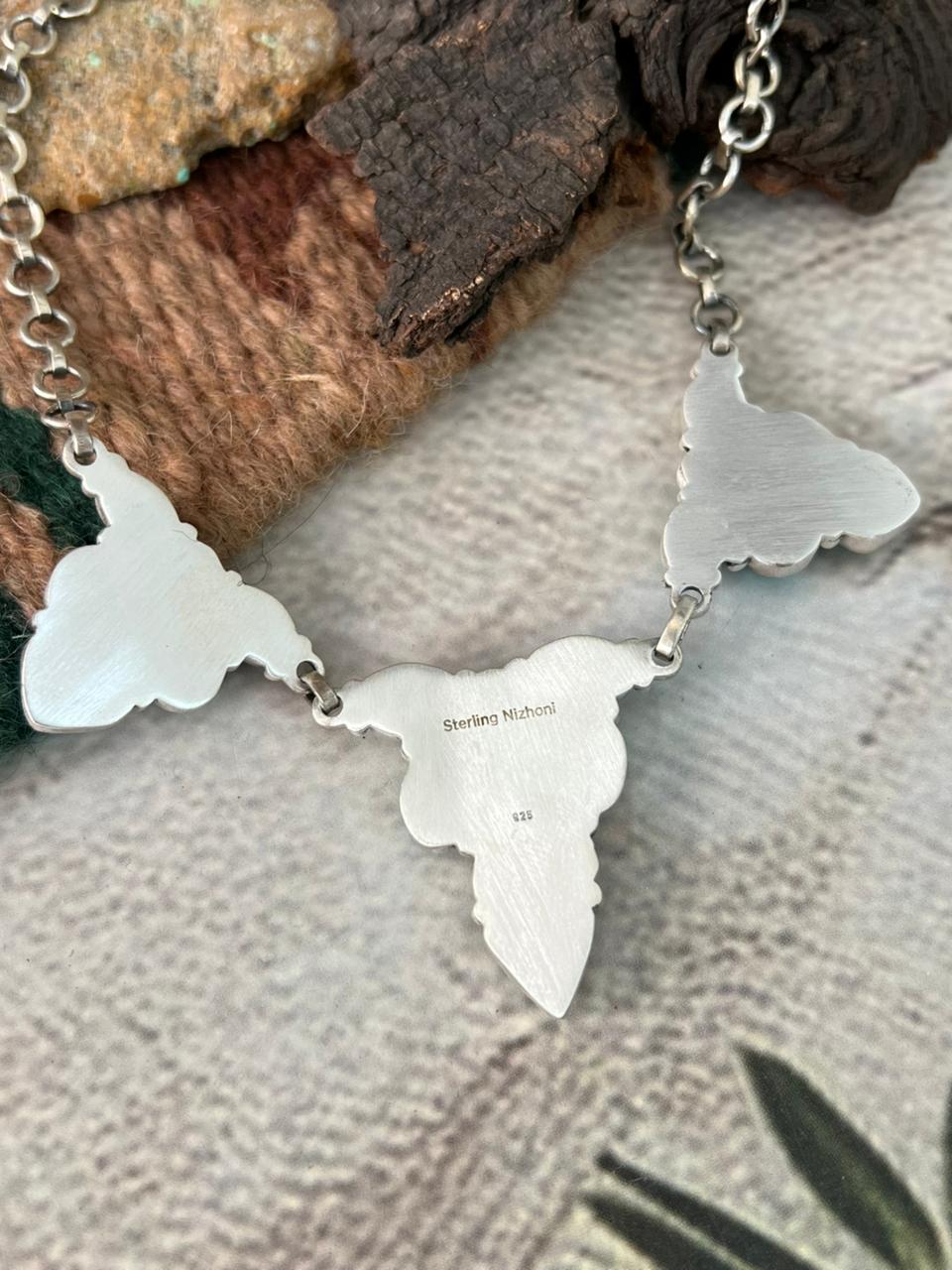 Handmade Sterling Silver Sierra Bella with Paloma Turquoise Necklace "Signed Nizhoni"