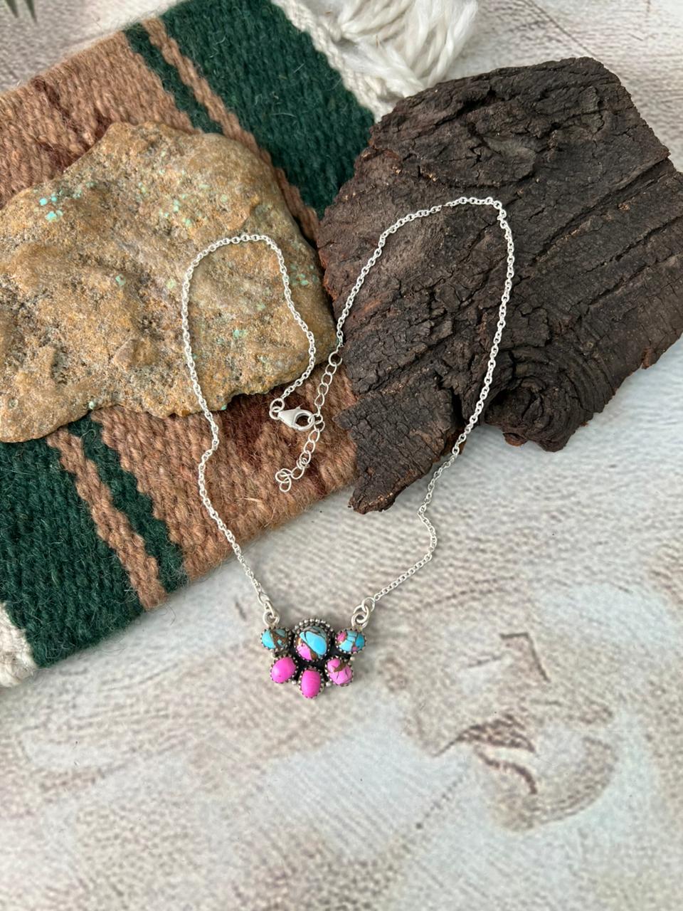 Handmade Sterling Silver Cotton Candy Necklace "Signed Nizhoni"