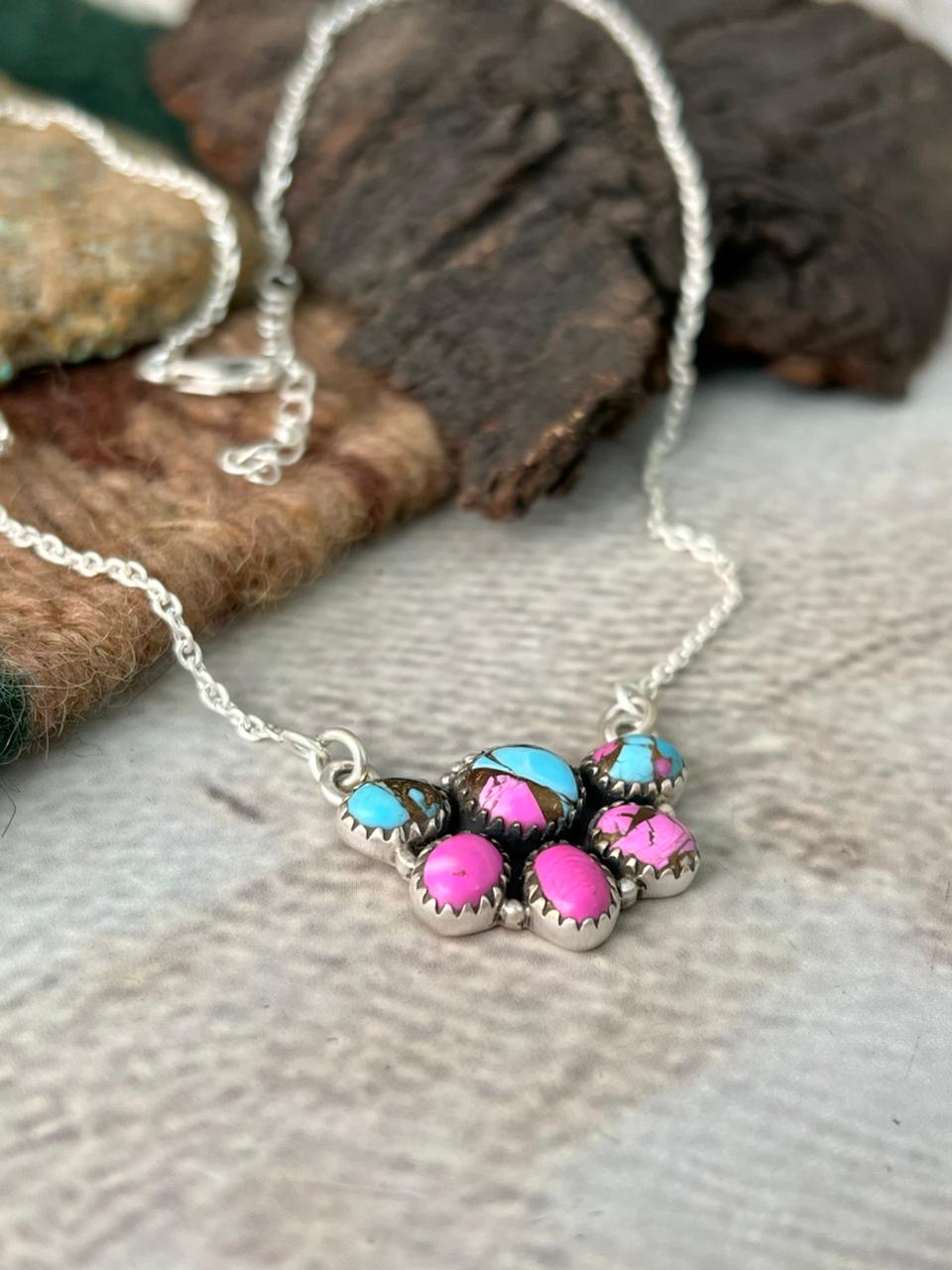 Handmade Sterling Silver Cotton Candy Necklace "Signed Nizhoni"