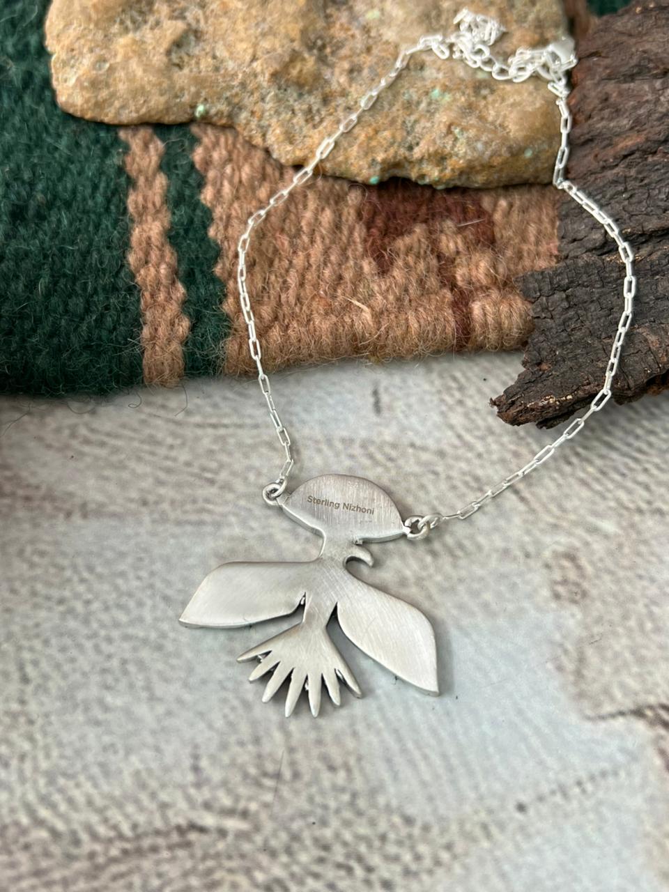 Handmade Sterling Silver Thunderbird Necklace "Signed Nizhoni"