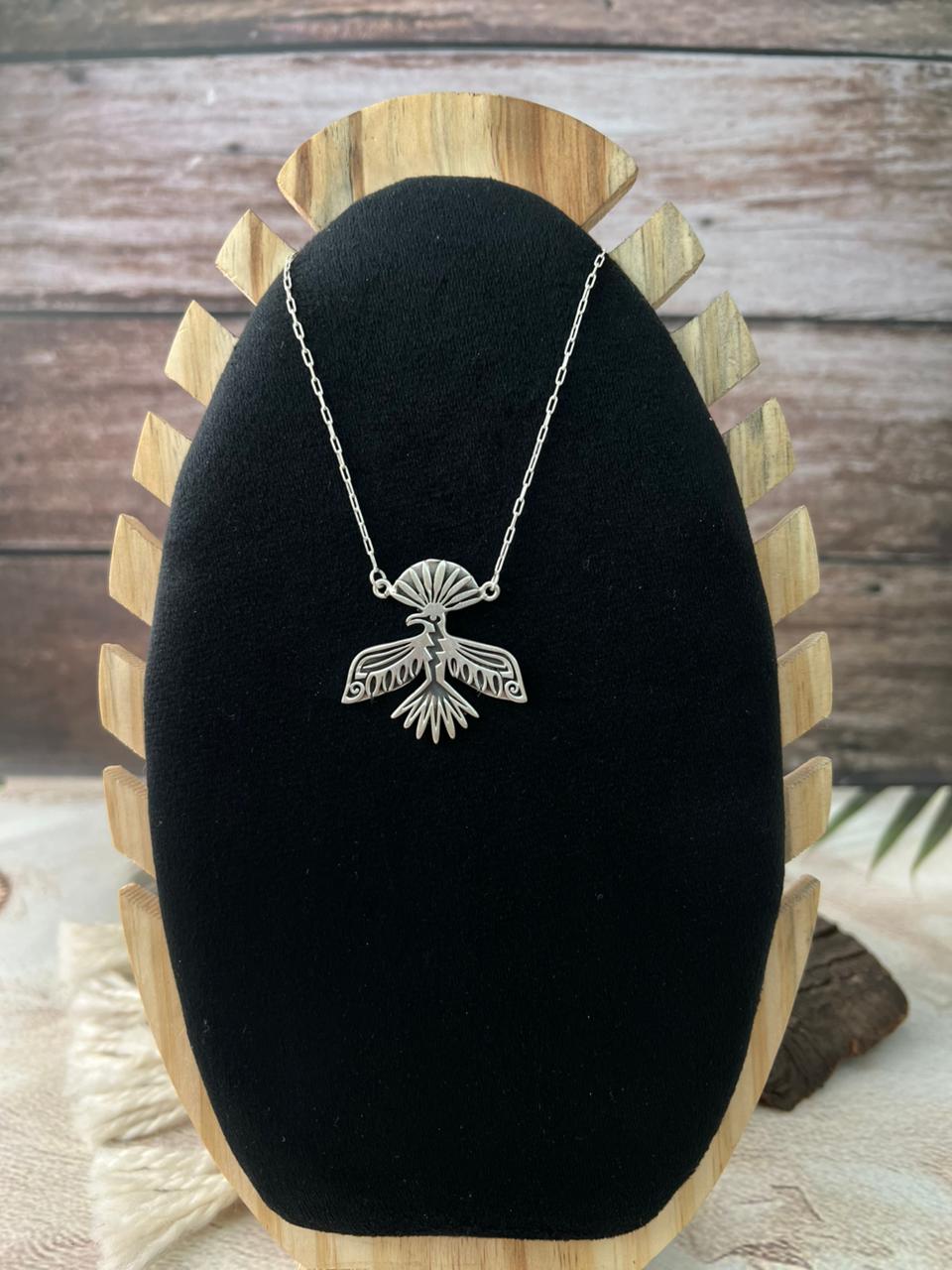 Handmade Sterling Silver Thunderbird Necklace "Signed Nizhoni"