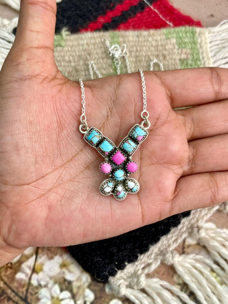 Handmade Sterling Silver Cotton Candy Necklace "Signed Nizhoni"
