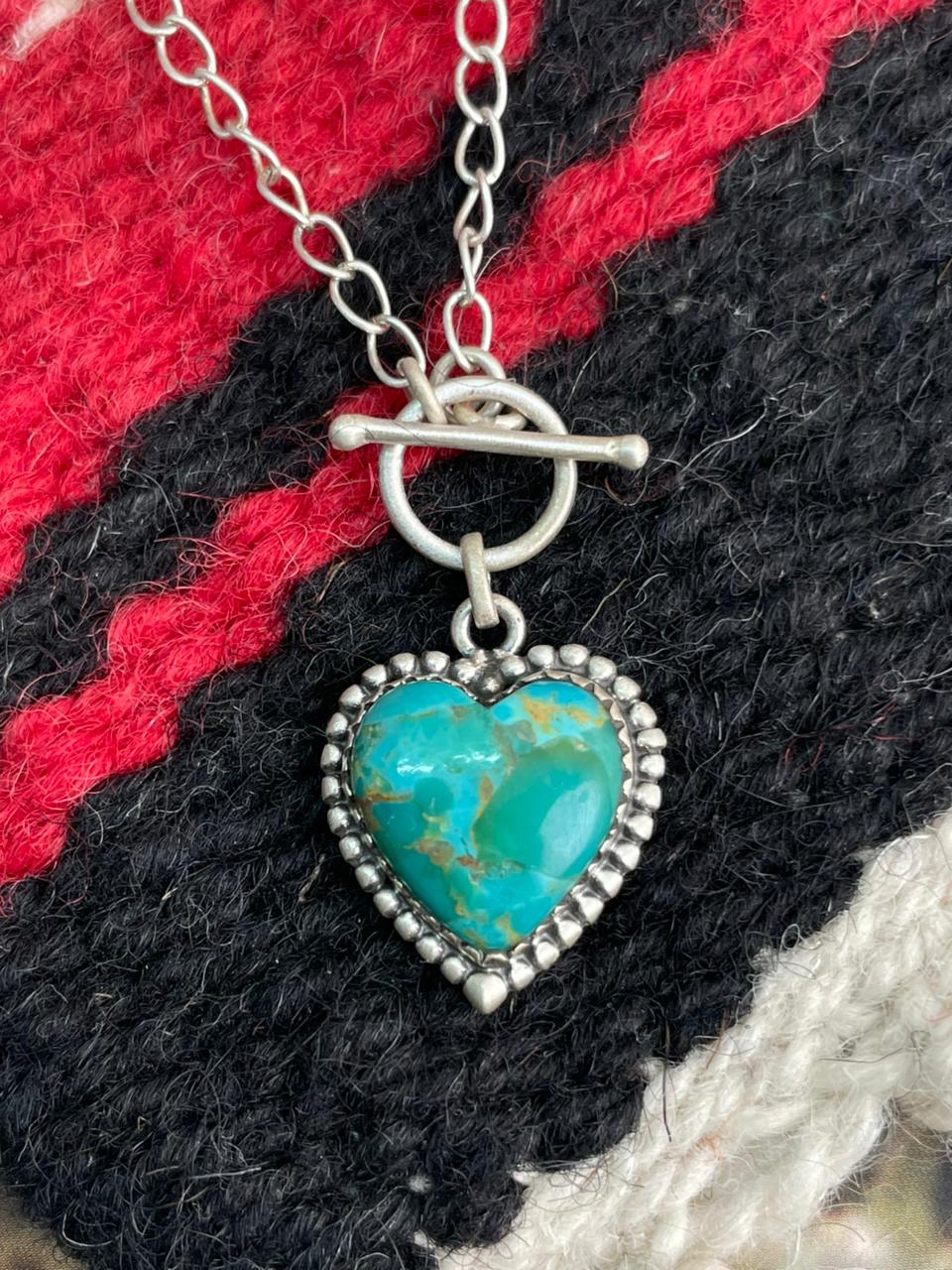 Handmade Sterling Silver Kingman Turquoise Necklace "Signed Nizhoni"