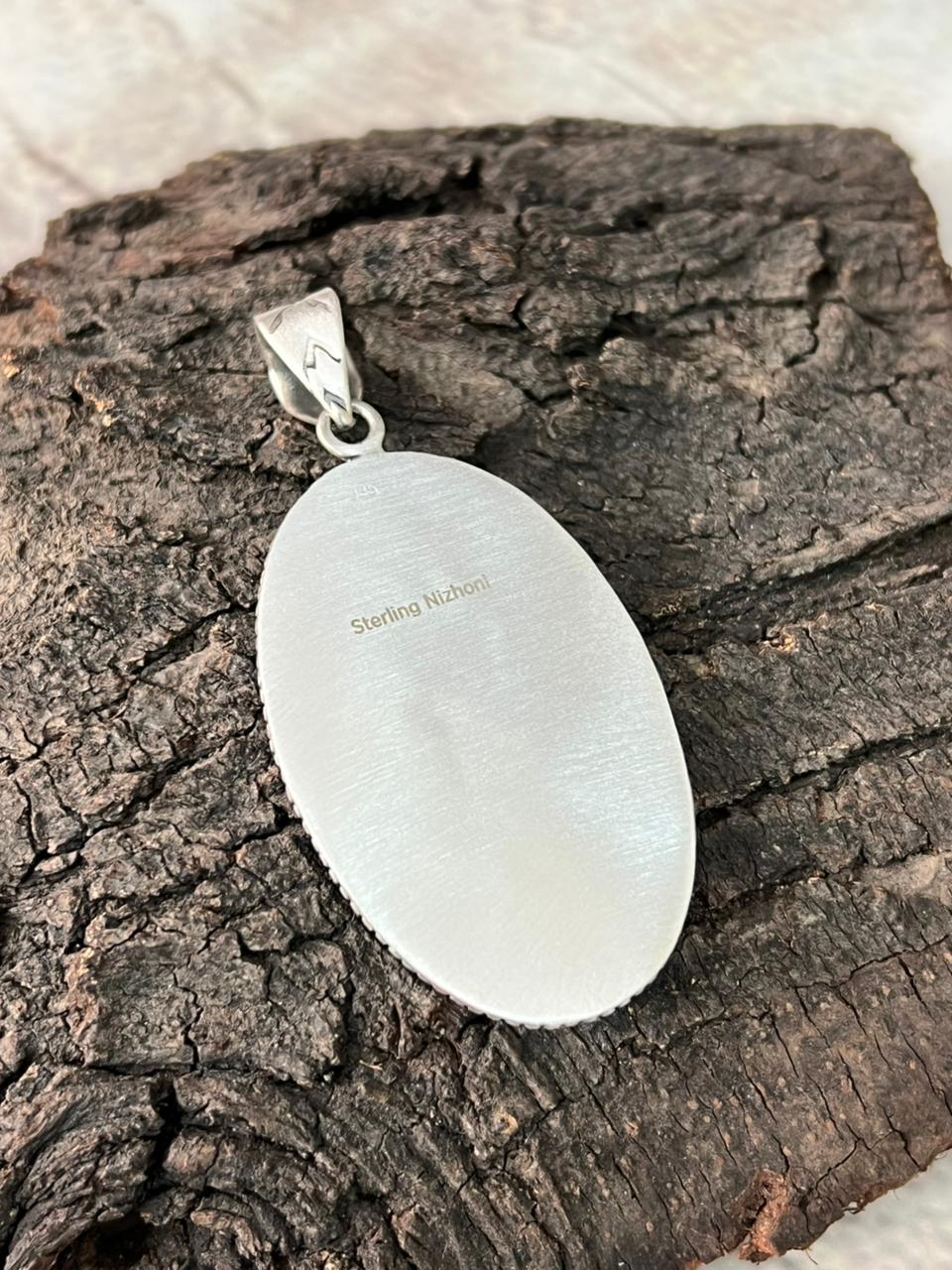 Handmade Sterling Silver Paloma with Golden Hills Turquoise Pendant "Signed Nizhoni"