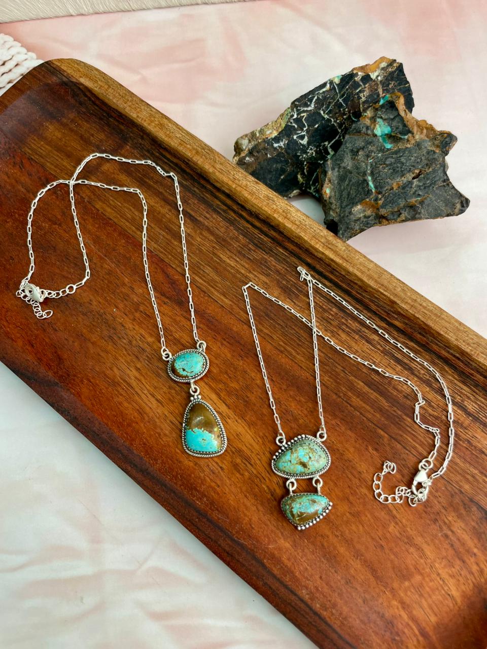 Handmade Sterling Silver Number 8 Turquoise Necklace "Signed Nizhoni"