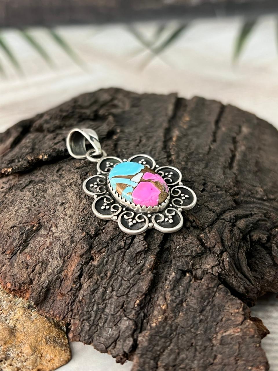 Handmade Sterling Silver Cotton Candy Pendant "Signed Nizhoni"