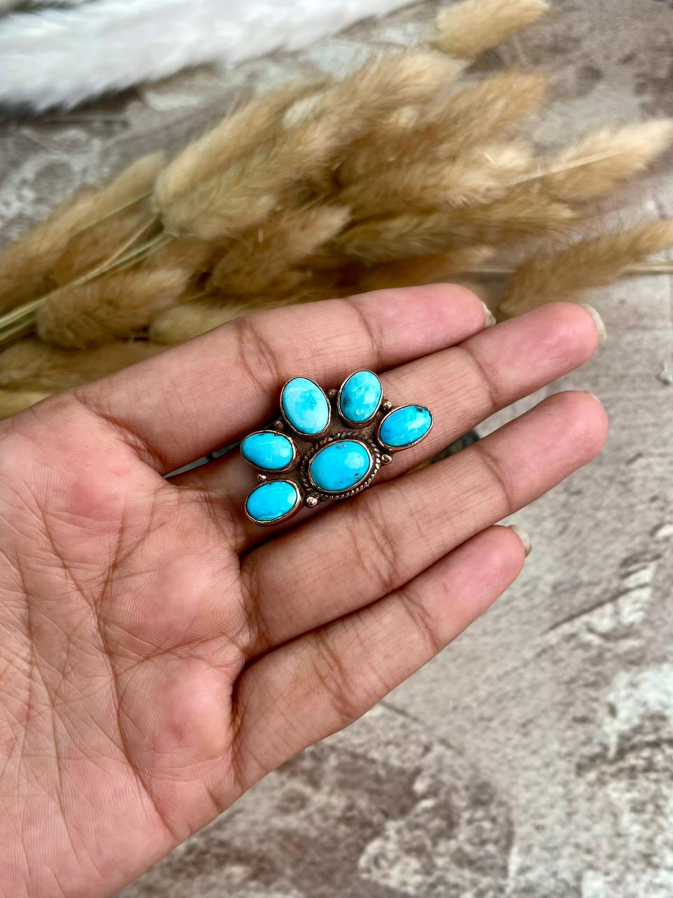 Handmade Copper Sierra Bella Turquoise Adjustable Ring