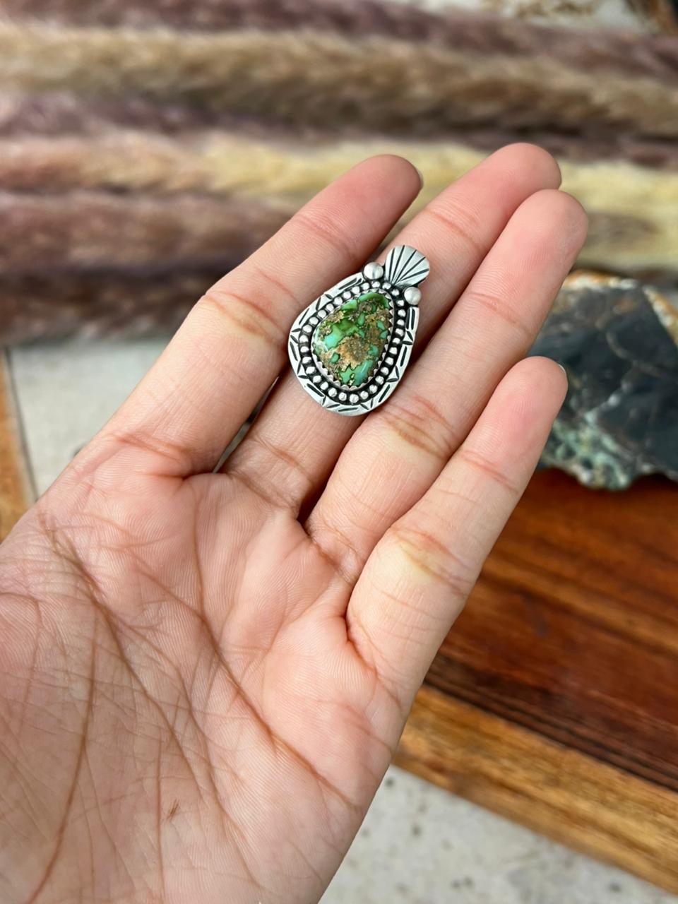 Handmade Sterling Silver Sonoran Mountain Turquoise Ring "Signed Nizhoni"