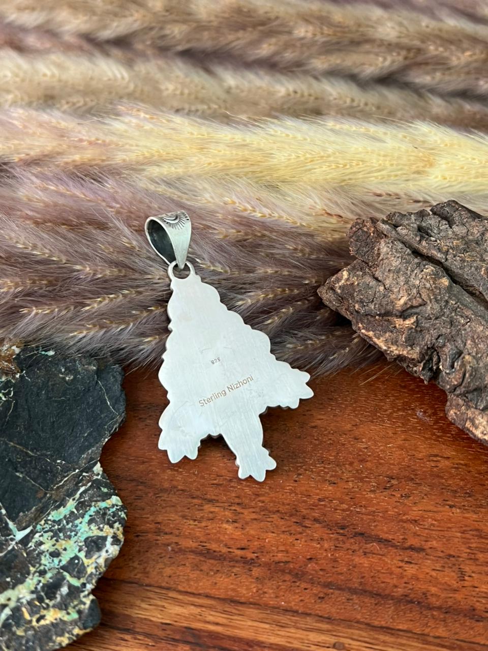 Handmade Sterling Silver Golden Hills Turquoise Pendant "Signed Nizhoni"