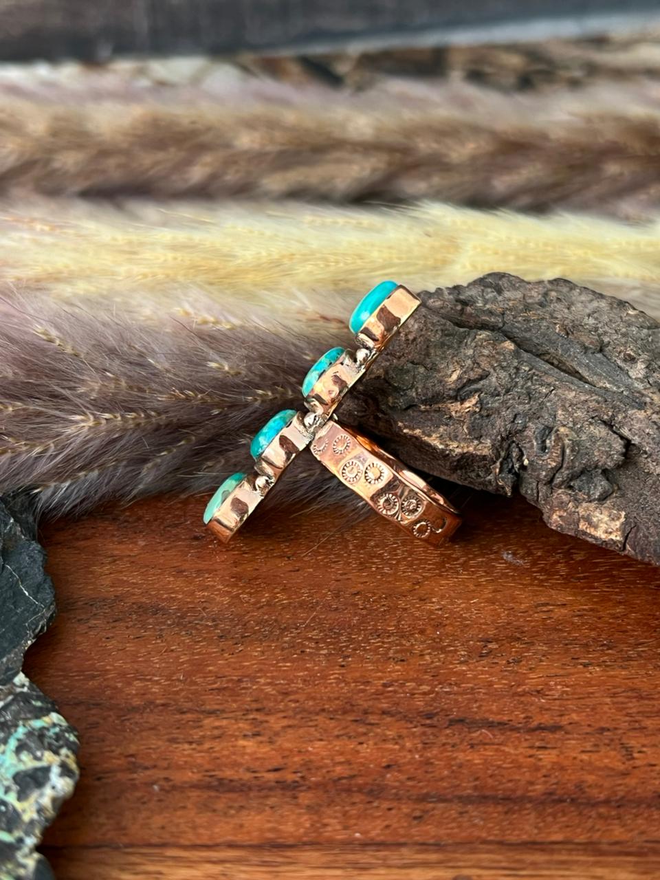 Handmade Copper Collection: Kingman Turquoise Adjustable Ring