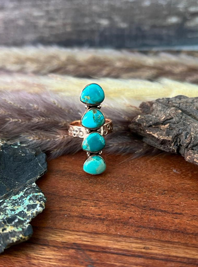 Handmade Copper Collection: Kingman Turquoise Adjustable Ring