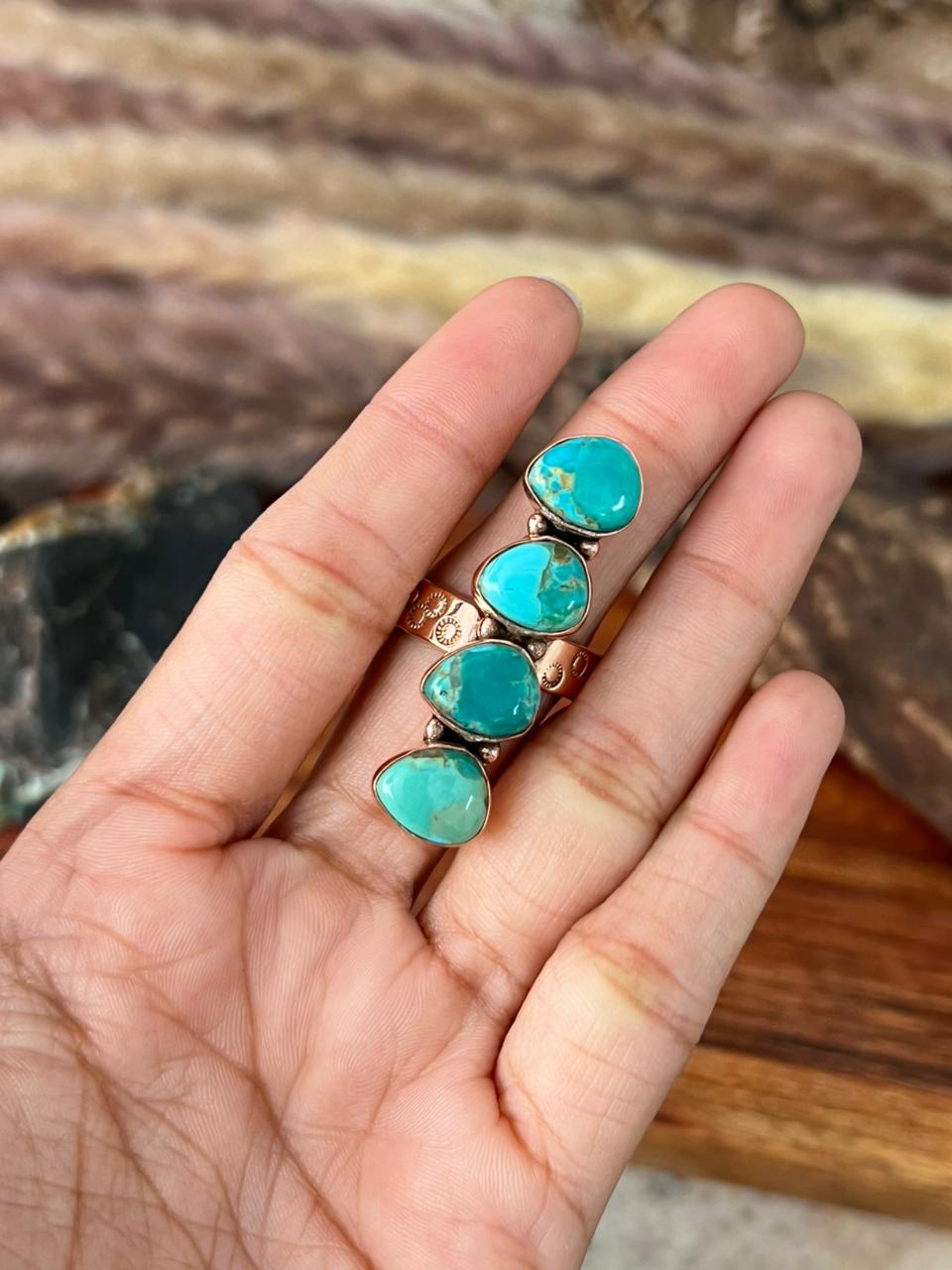 Handmade Copper Collection: Kingman Turquoise Adjustable Ring