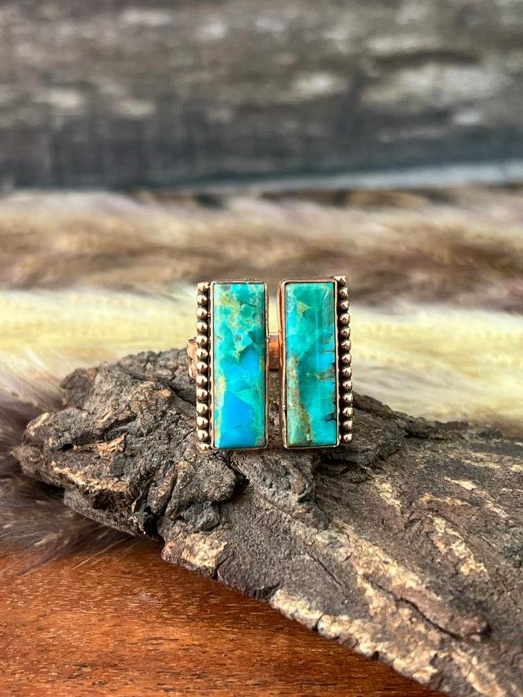 Handmade Copper Collection: Kingman Turquoise Adjustable Ring