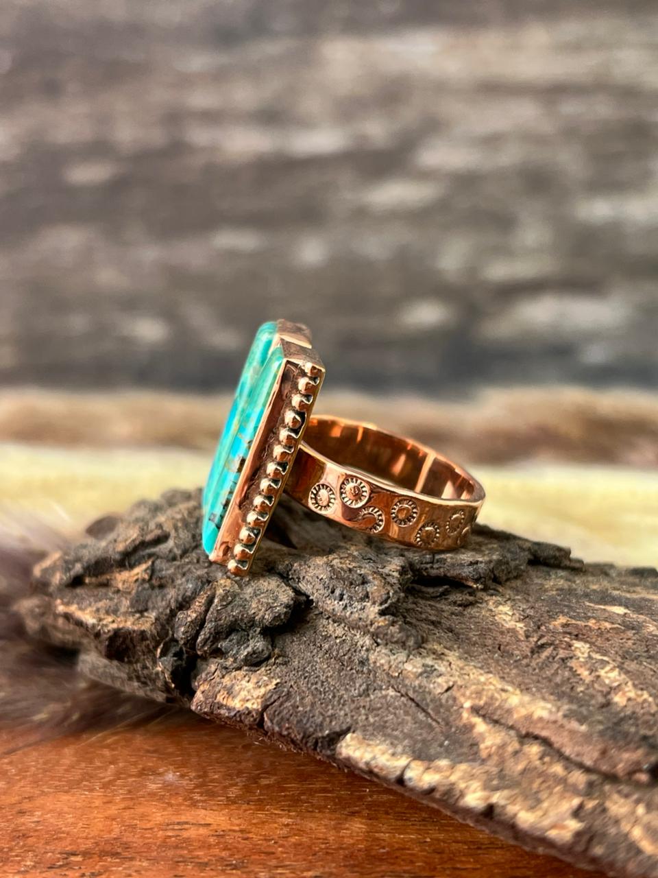 Handmade Copper Collection: Kingman Turquoise Adjustable Ring