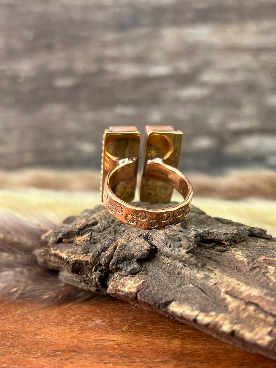 Handmade Copper Collection: Kingman Turquoise Adjustable Ring